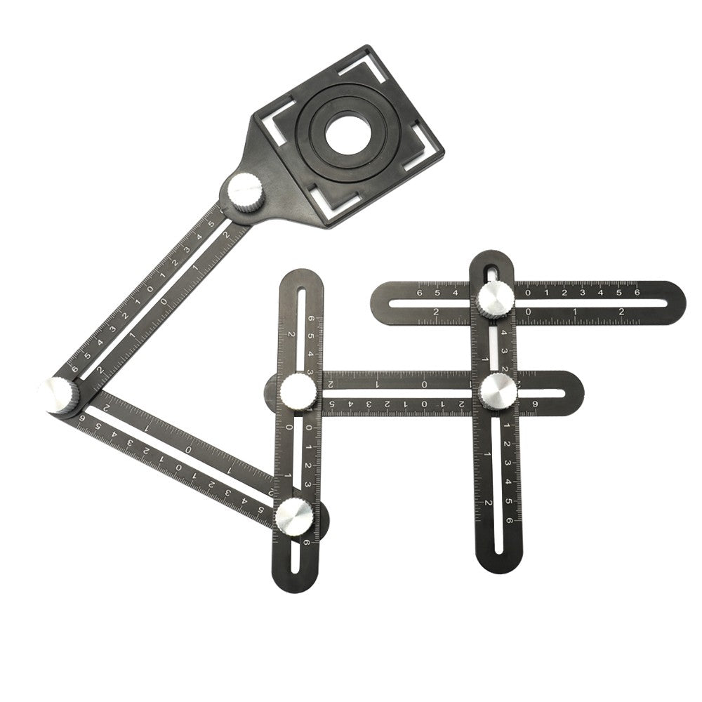 Multifunctional Aluminum Alloy Six-folding Ruler Hole Puncher Locator