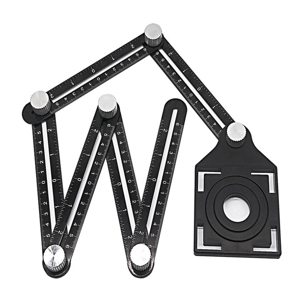 Multifunctional Aluminum Alloy Six-folding Ruler Hole Puncher Locator