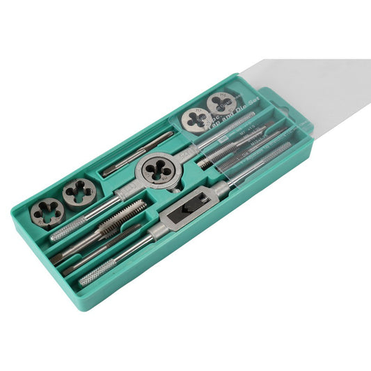 Alloy Steel Tap and Die Tool Set with Adjustable Wrench - 12 PCS