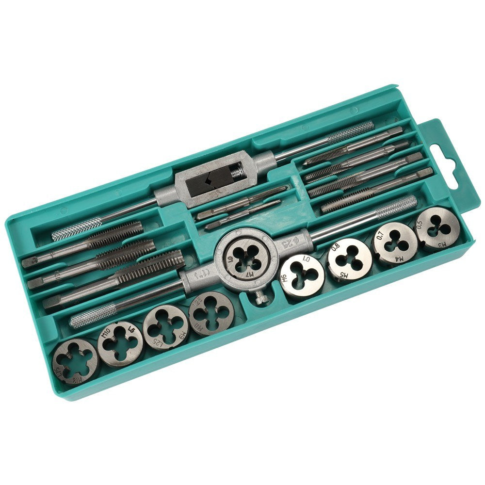 Alloy Steel Tap and Die Tool Set with Adjustable Wrench - 20 PCS