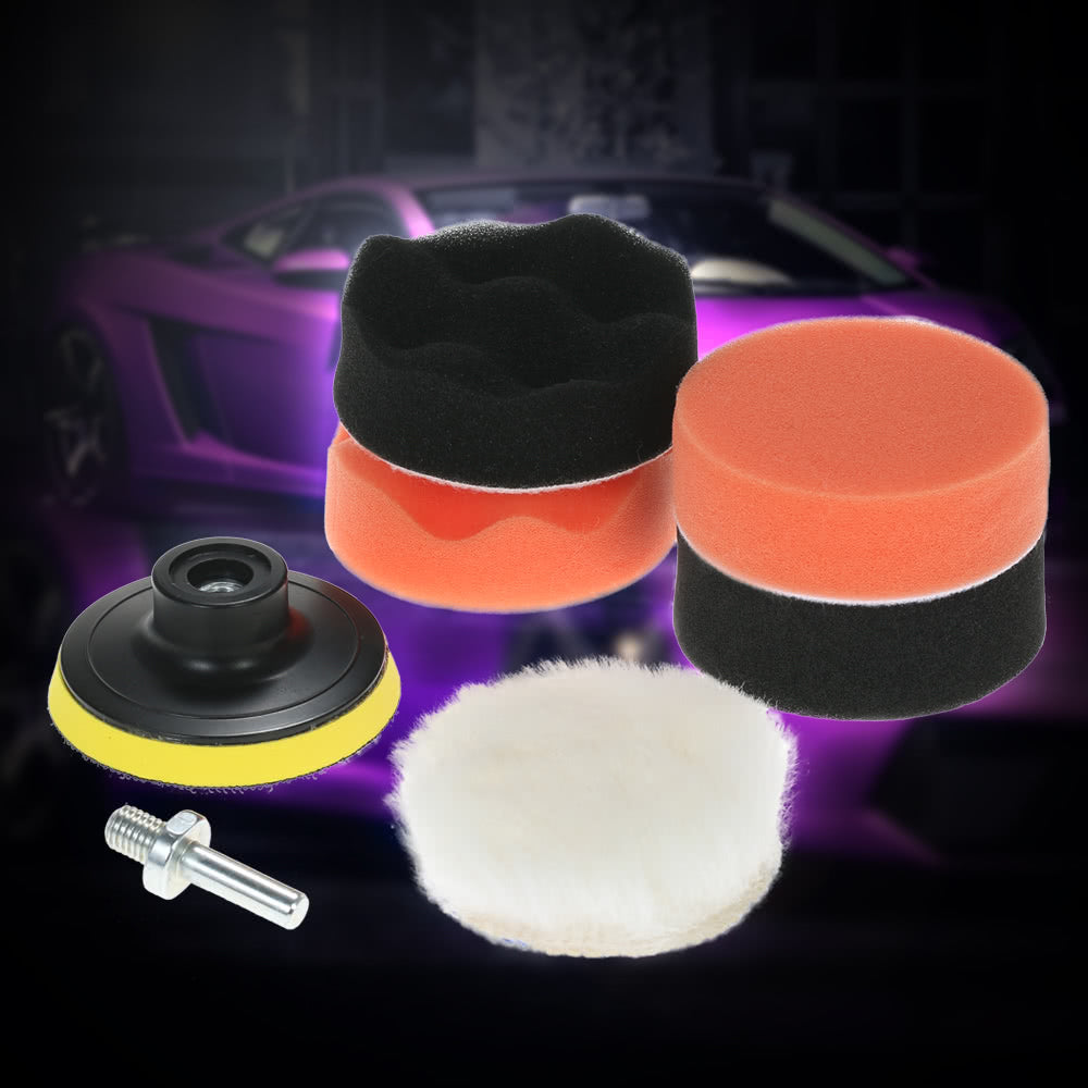 7PCS 3inch 80mm Car Polishing Pads Waxing Buffing Pad Sponge Kit Set for Car Polisher Buffer Waxer Sander Polishing Waxing Sealing Glaze - E2365-1