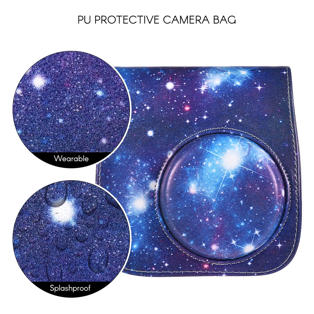 8-in-1 Accessories Kit for Fujifilm Instax Mini 8/8+/8s/9 [Camera Case/Strap/Selfie Mirror/Filter/Album/Photo Frame/Photo Sticker] - Starry Sky