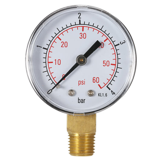 BSPT Thread Pool Filter Water Pressure Dial Hydraulic Meter Manometer Pressure Gauge - Range One