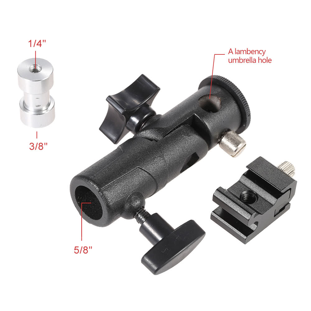 E Type Swivel Light Stand Bracket Universal Metal Flash Hot Shoe Speedlite Umbrella Holder