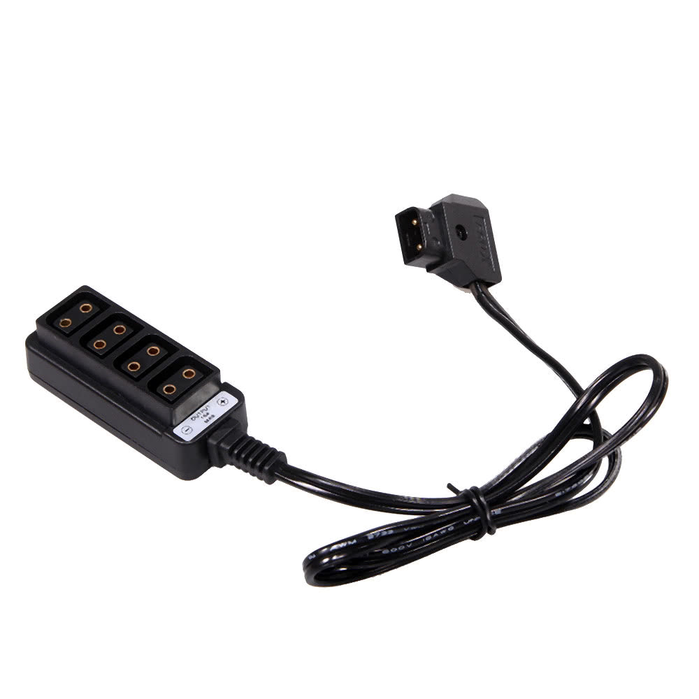 Male D-Tap B Type Power Tap to 4 Female D-Tap P-Tap Hub Adapter for Photography Power - Black