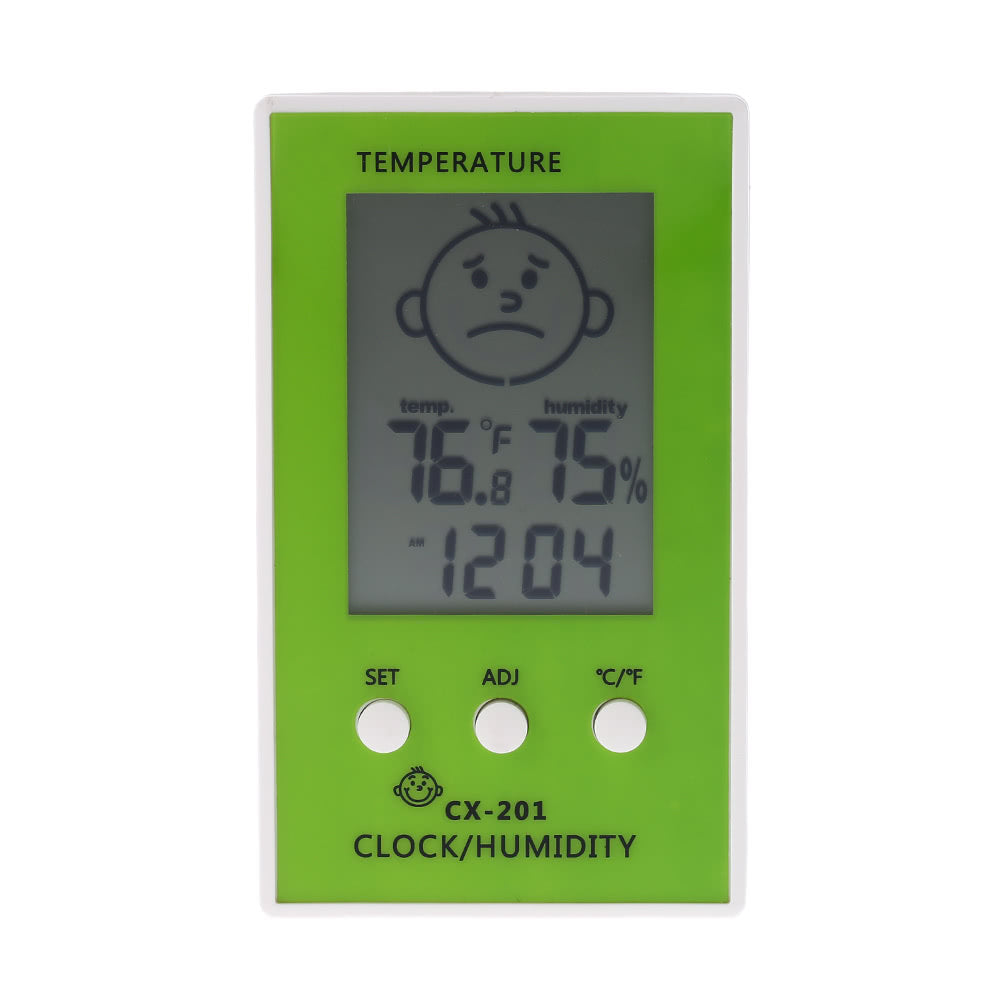 LCD Digital Hygrometer Clock Temperature Thermometer - Green