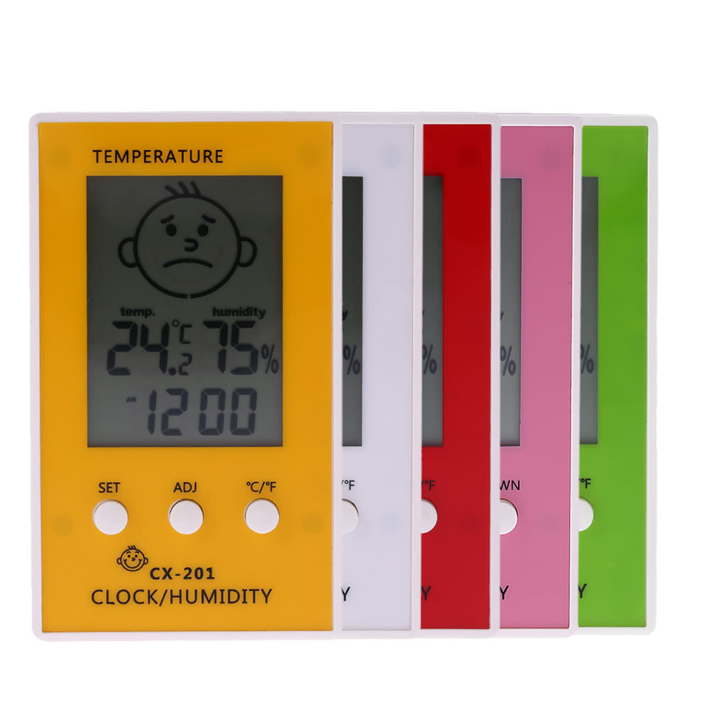 LCD Digital Hygrometer Clock Temperature Thermometer - Green