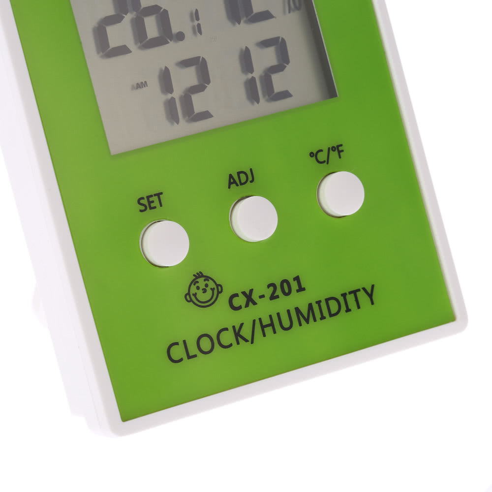 LCD Digital Hygrometer Clock Temperature Thermometer - Green