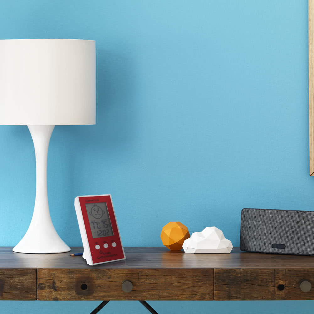 LCD Digital Hygrometer Clock Temperature Thermometer - Red