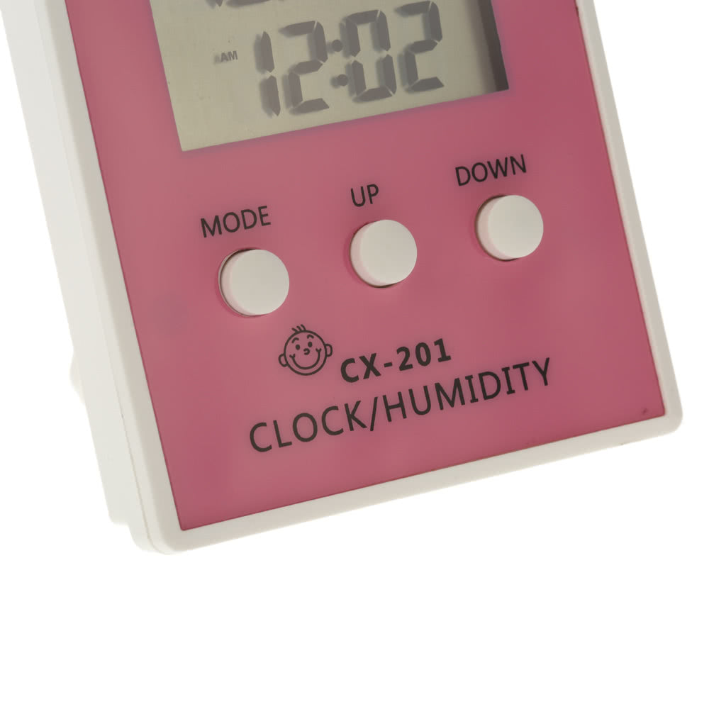 LCD Digital Hygrometer Clock Temperature Thermometer - Pink