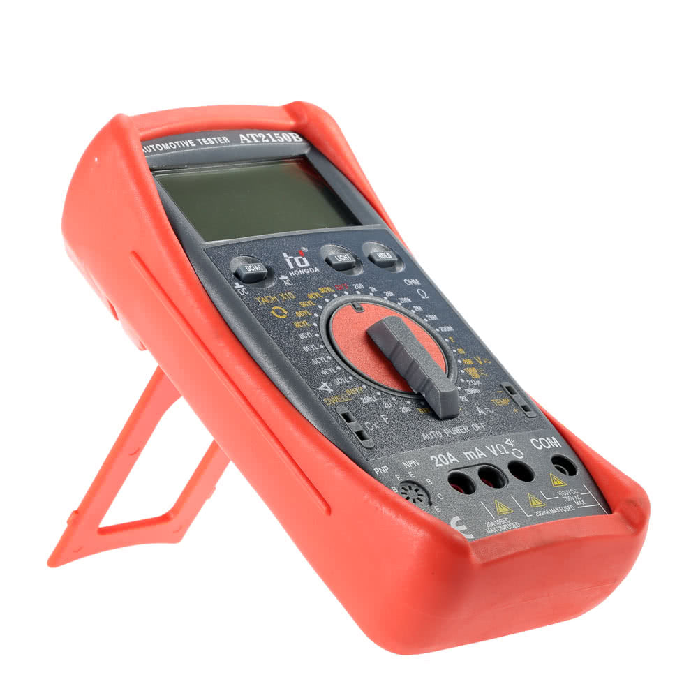 HD AT2150B Automotive Meter Tester Digital Multimeter Tachometer Temp Tester Sensor LCD Backlight - Red/Grey