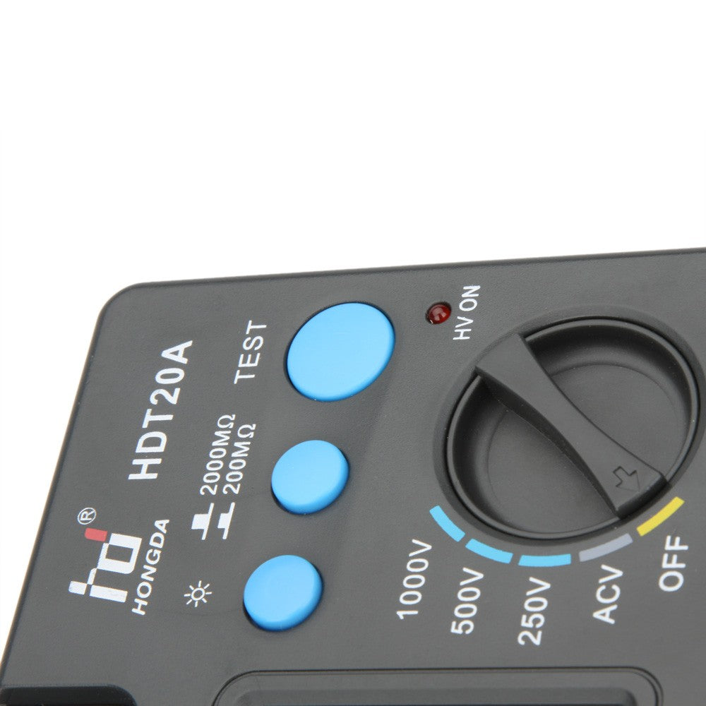 HD HDT20A Insluation Resistance Tester Meter Megohmmeter Voltmeter 1000V LCD Backlight - Grey