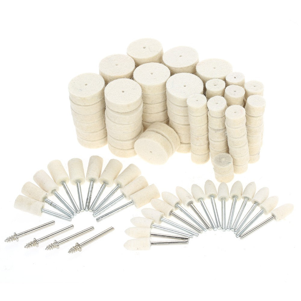 129pcs Abrasive Polishing Wheel Polishing Tools Wool Felt Metal Surface Buffing Accessories - White