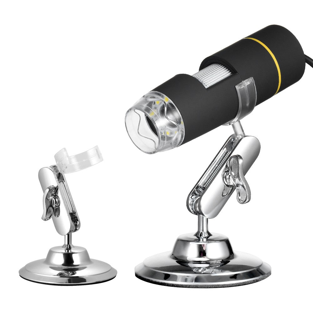 1000X Magnification USB Digital Microscope with OTG Function Endoscope 8-LED Light Magnifying Glass Magnifier with Stand - Black/Silver