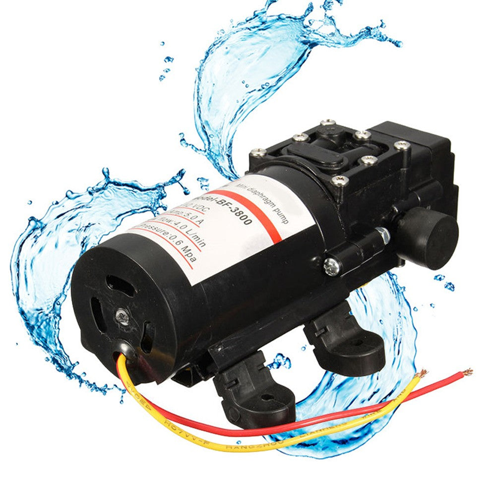 DC 12V 60W Motor High Pressure Water Diaphragm Self Priming Pump 4.0L/Min Educational Equipment - Black