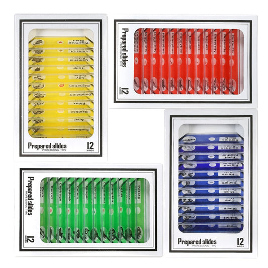 48Pcs/Set Plastic Prepared Microscope Slides Animals Insects Plants Sample Specimens Slides Set with Color Labels