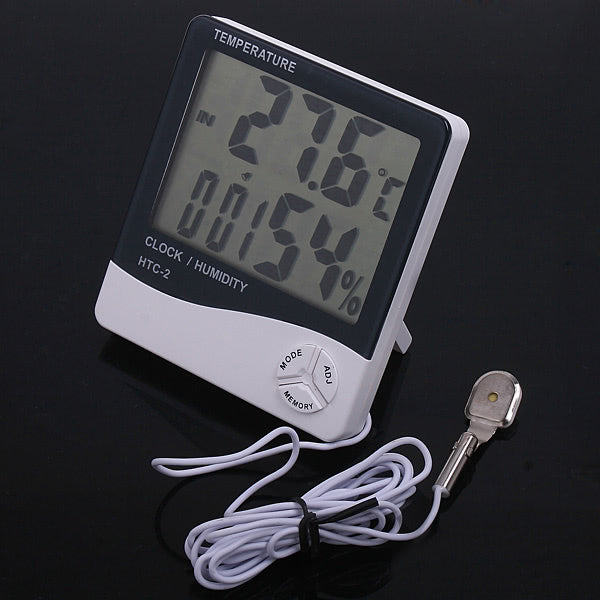 HTC-2 TEMP&amp;Humidity Clock Accurate Clock - White