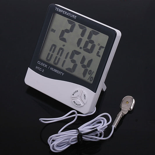 HTC-2 TEMP&amp;Humidity Clock Accurate Clock - White