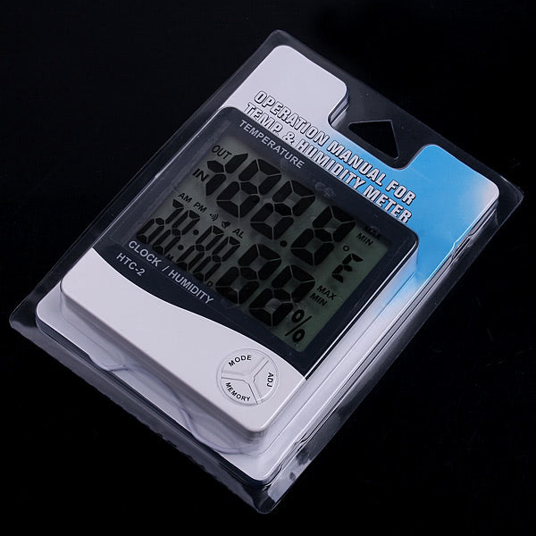 HTC-2 TEMP&amp;Humidity Clock Accurate Clock - White