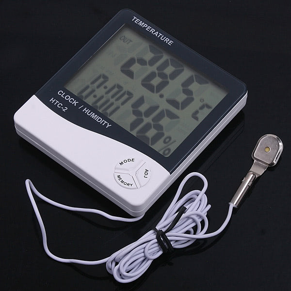 HTC-2 TEMP&amp;Humidity Clock Accurate Clock - White