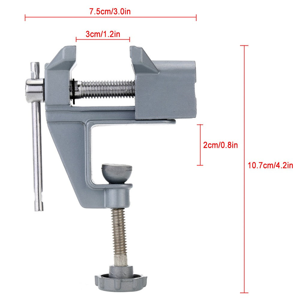 Mini Vise Electric Drill Stent Clip-on Jewelry Clamp Table Vice for Mini Nuts Drilling - Silver