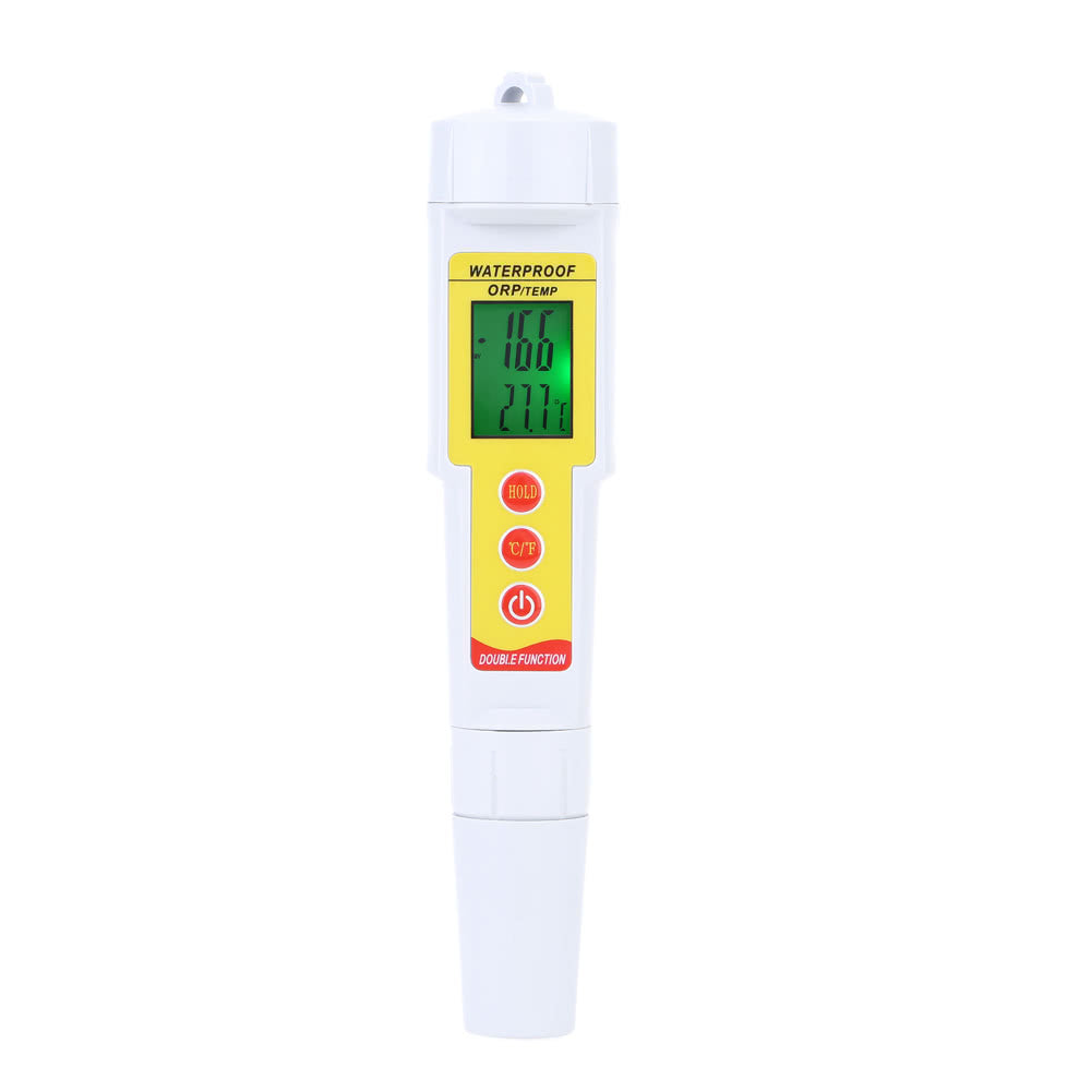 Pen-Type ORP/TEMP Meter Thermometer with Backlit Display Oxidation Reduction Drinking Water Quality Analysis Device - Yellow