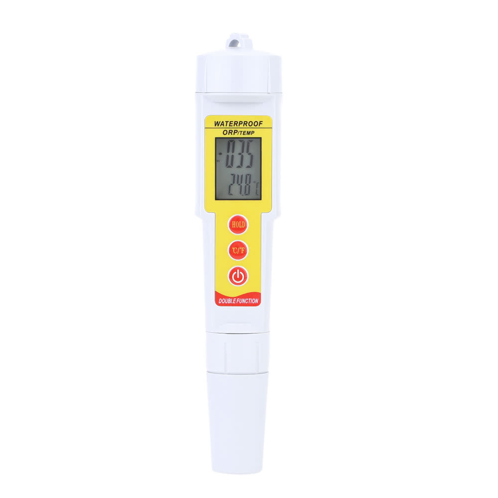 Pen-Type ORP/TEMP Meter Thermometer with Backlit Display Oxidation Reduction Drinking Water Quality Analysis Device - Yellow