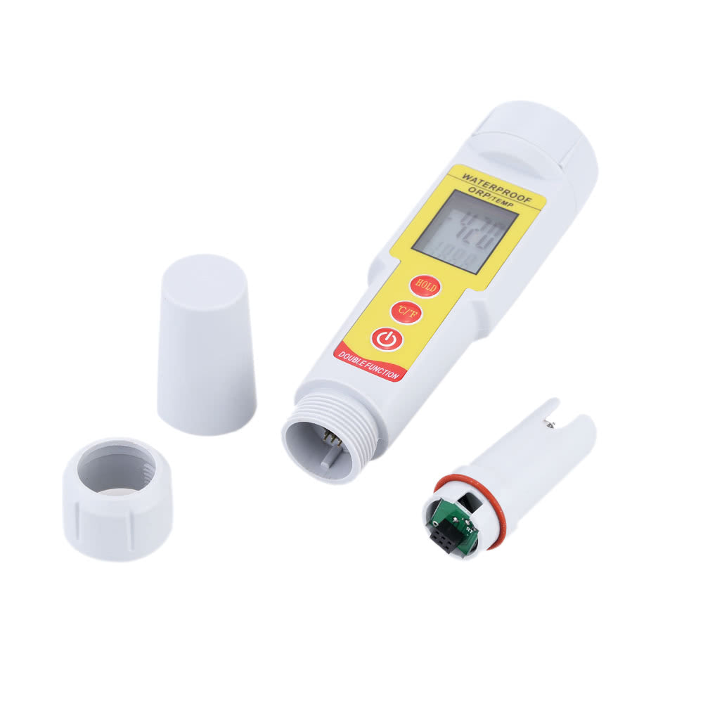 Pen-Type ORP/TEMP Meter Thermometer with Backlit Display Oxidation Reduction Drinking Water Quality Analysis Device - Yellow