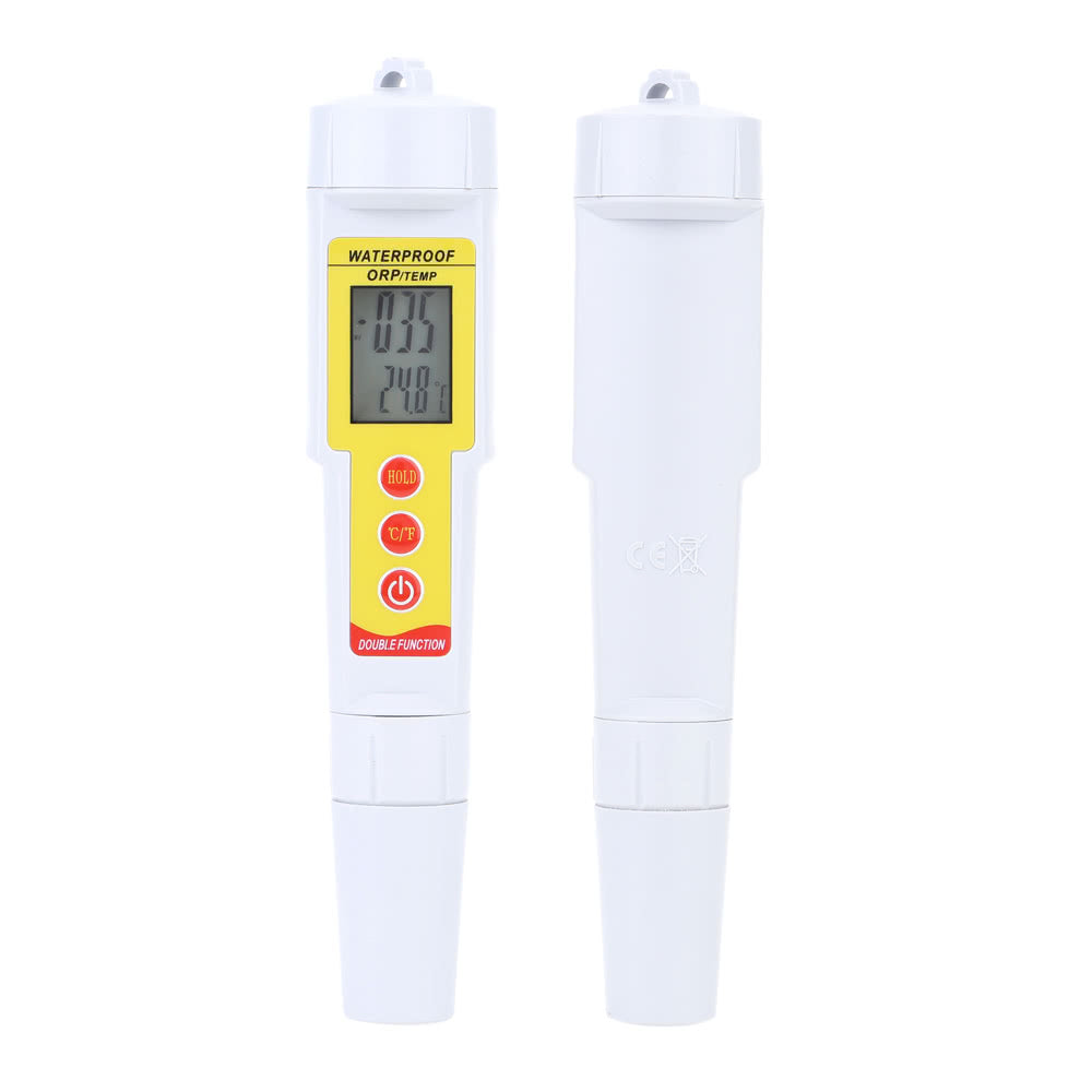 Pen-Type ORP/TEMP Meter Thermometer with Backlit Display Oxidation Reduction Drinking Water Quality Analysis Device - Yellow