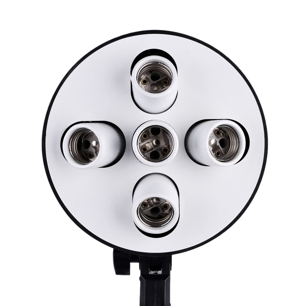 5 in 1 E27 Base Socket Light Lamp Bulb Holder Adapter - Black/White