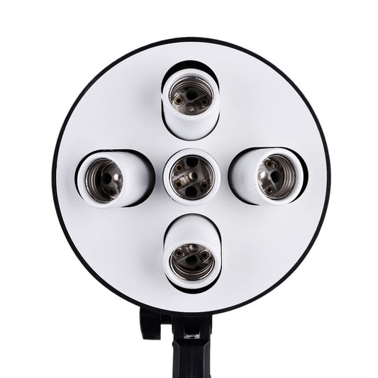 5 in 1 E27 Base Socket Light Lamp Bulb Holder Adapter - Black/White