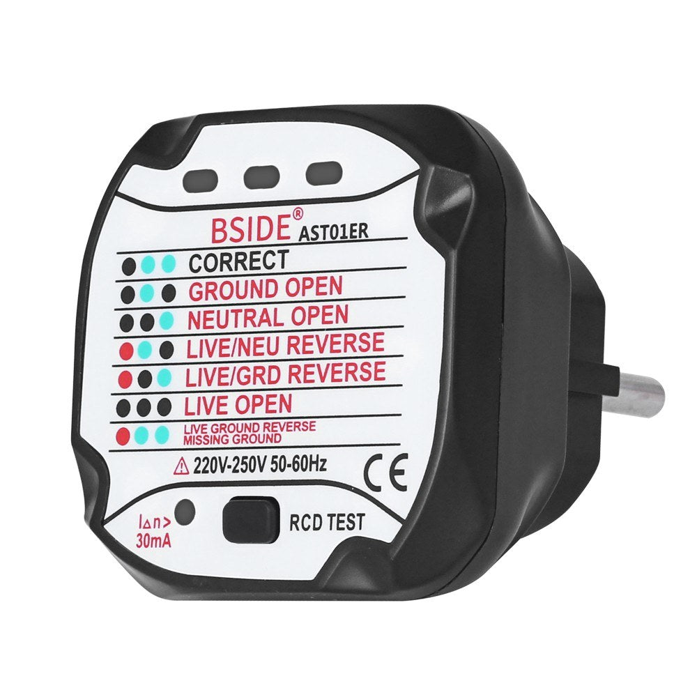 Socket Tester Circuit Polarity Voltage Automatic Detector Wall Plug Instrumentation Tools - EU Plug