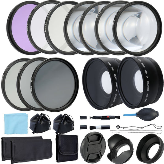 Professional Lens and Filter Bundle Complete DSLR/SLR Compact Camera Photography Accessories - Lens Thread Size: 58mm
