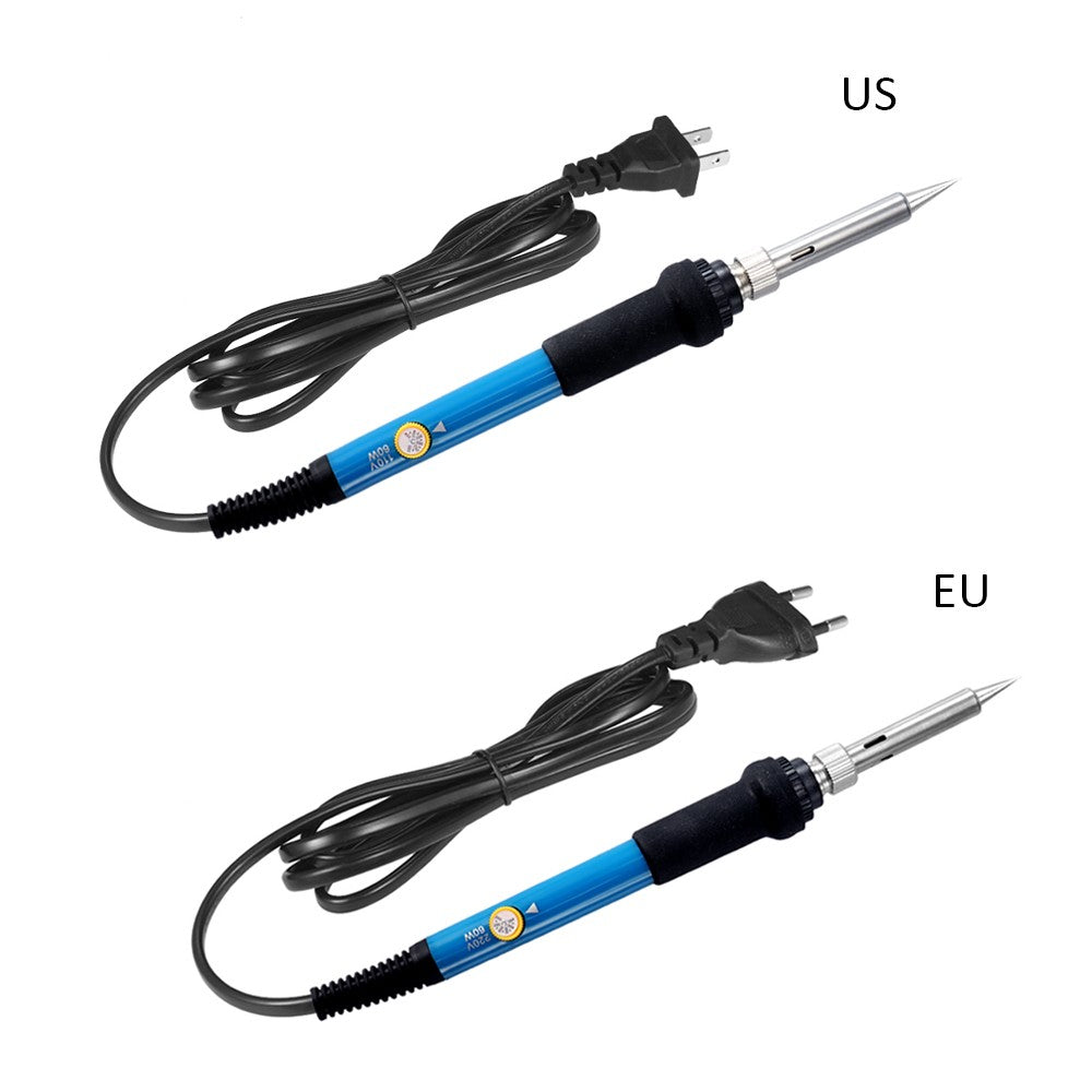 60W Electric Adjustable Temperature Welding Soldering Iron + 5 Replacement Soldering Tips Set - 110V