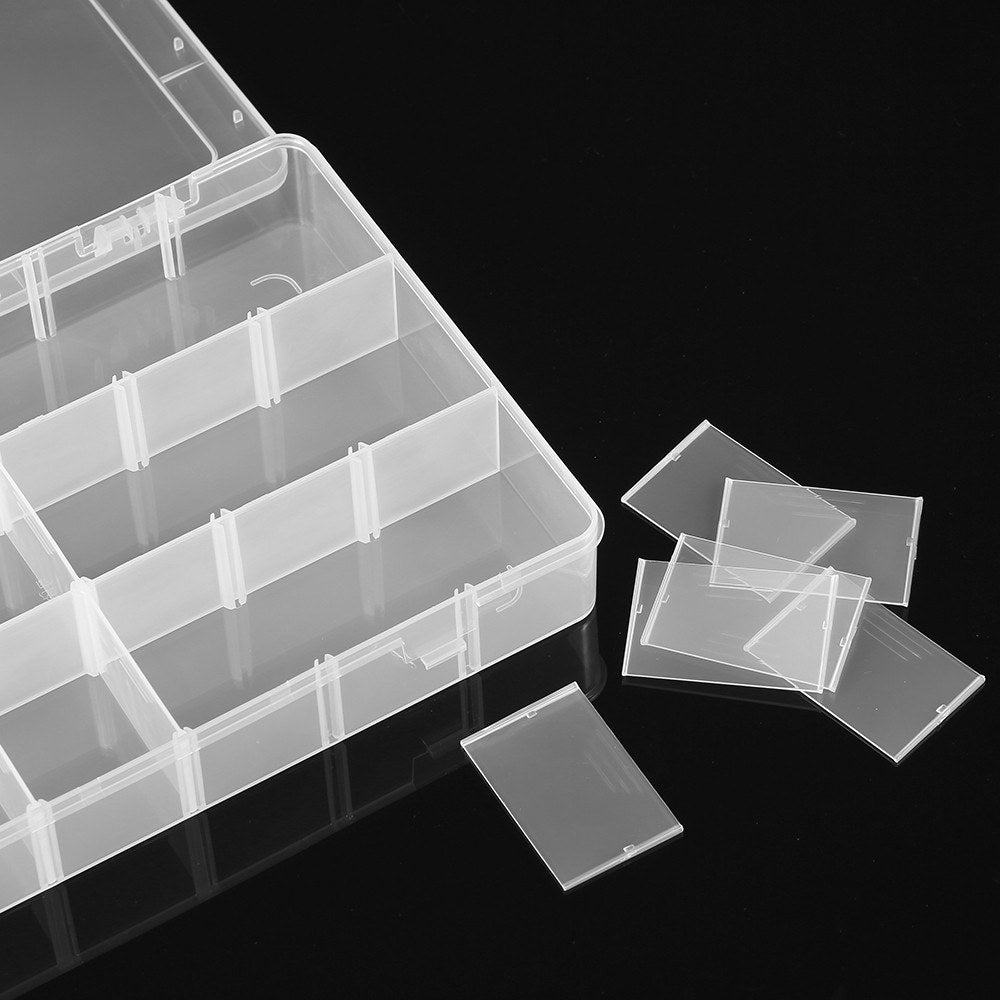 Adjustable Transparent Plastic Dividers 18 Compartment Slot Storage Box Organizer for Small Tools