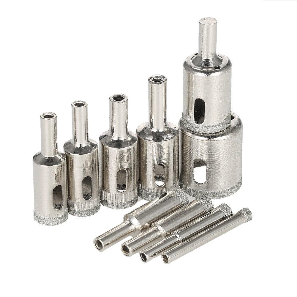 10PCS 6-30mm Glass Hole Drill Bits Saw Kit Marble Ceramic Glass Porcelain Drilling Tool