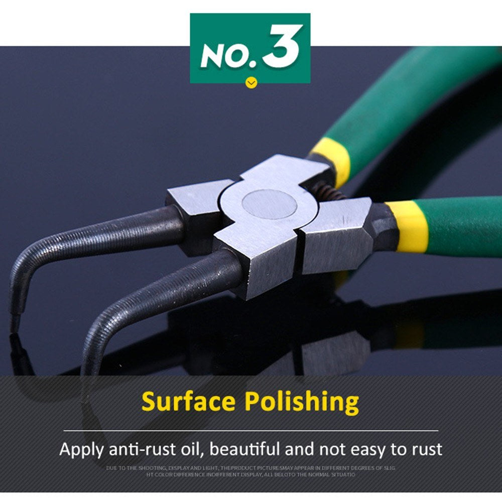 7 inch Circlip Plier Snap Ring Plier Internal External Bent Nose Handle Stick - Straight Tip