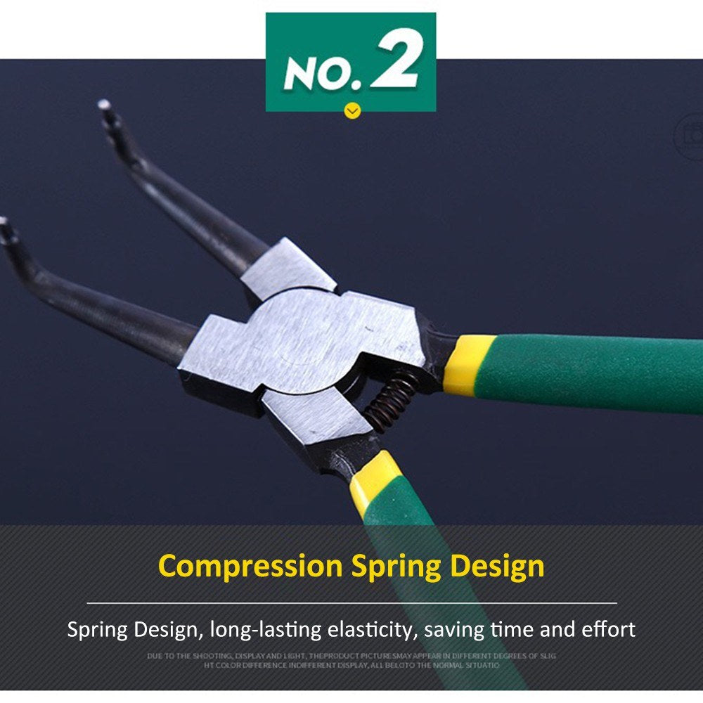 7 inch Circlip Plier Snap Ring Plier Internal External Bent Nose Handle Stick - Straight Tip