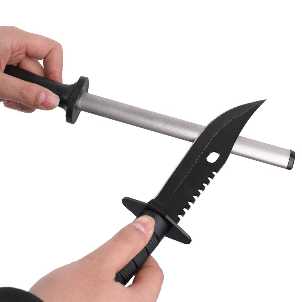 Oval Steel Sharpener Rod Grit Diamond Coated Cutter Sharpening Tool for Home Kitchen Utensils - 10inch Sharpening Length