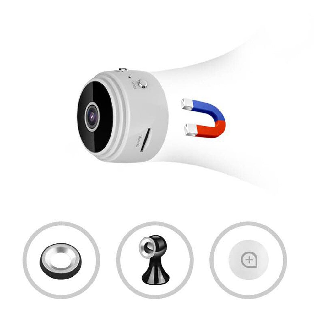 Mini WiFi Camera Portable Metal Case Cameras - White/US Plug