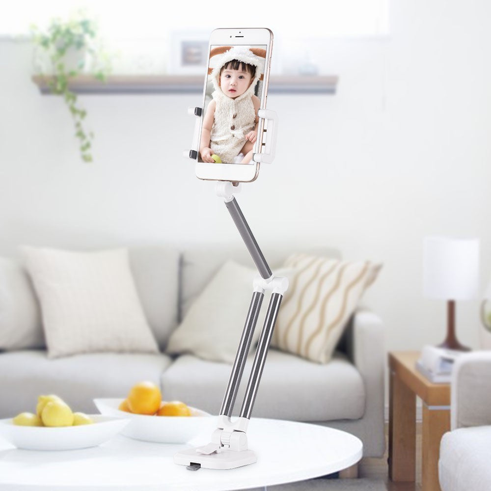 Universal Smartphone Desktop Stand Car Phone Mount Holder - Silver