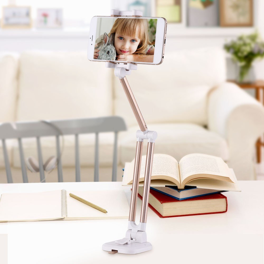 Universal Smartphone Desktop Stand Car Phone Mount Holder - Gold