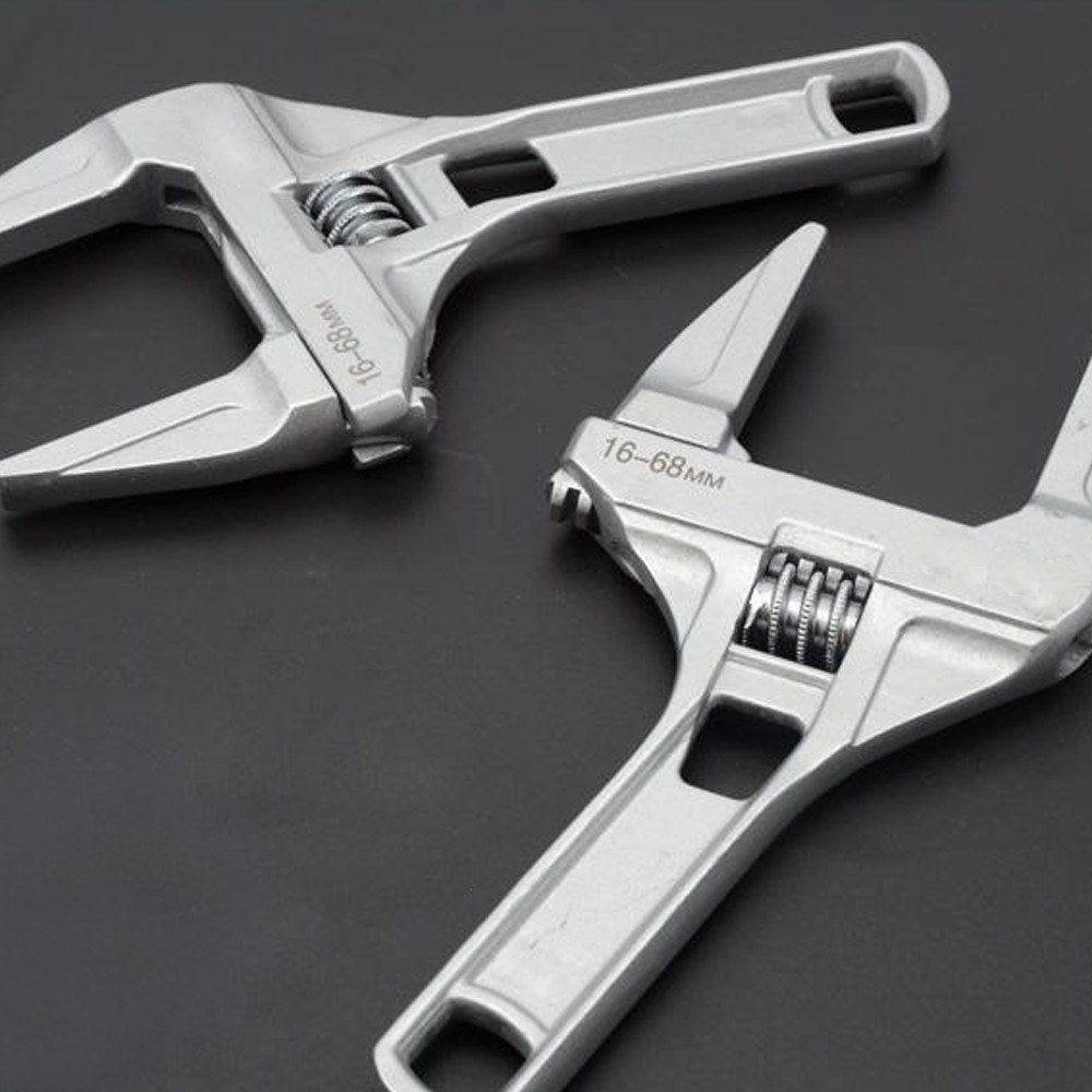 Aluminum Alloy Multifunctional Adjustable Bathroom Wrench Large Opening - Silver