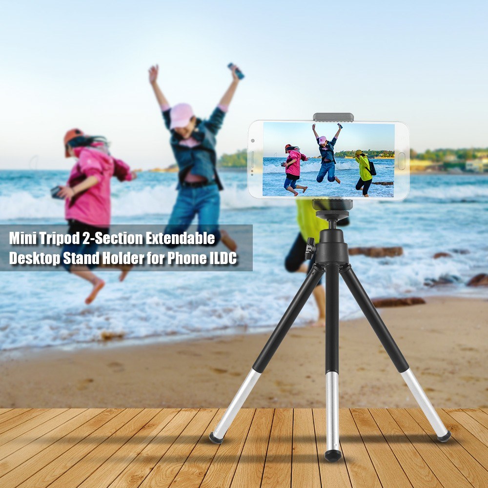 2-Section Extendable Desktop Mini Tripod Stand Holder - Black