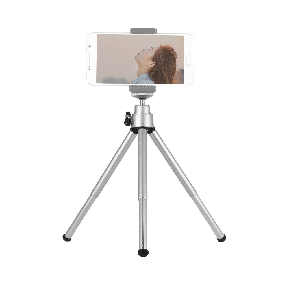 2-Section Extendable Desktop Mini Tripod Stand Holder - Silver