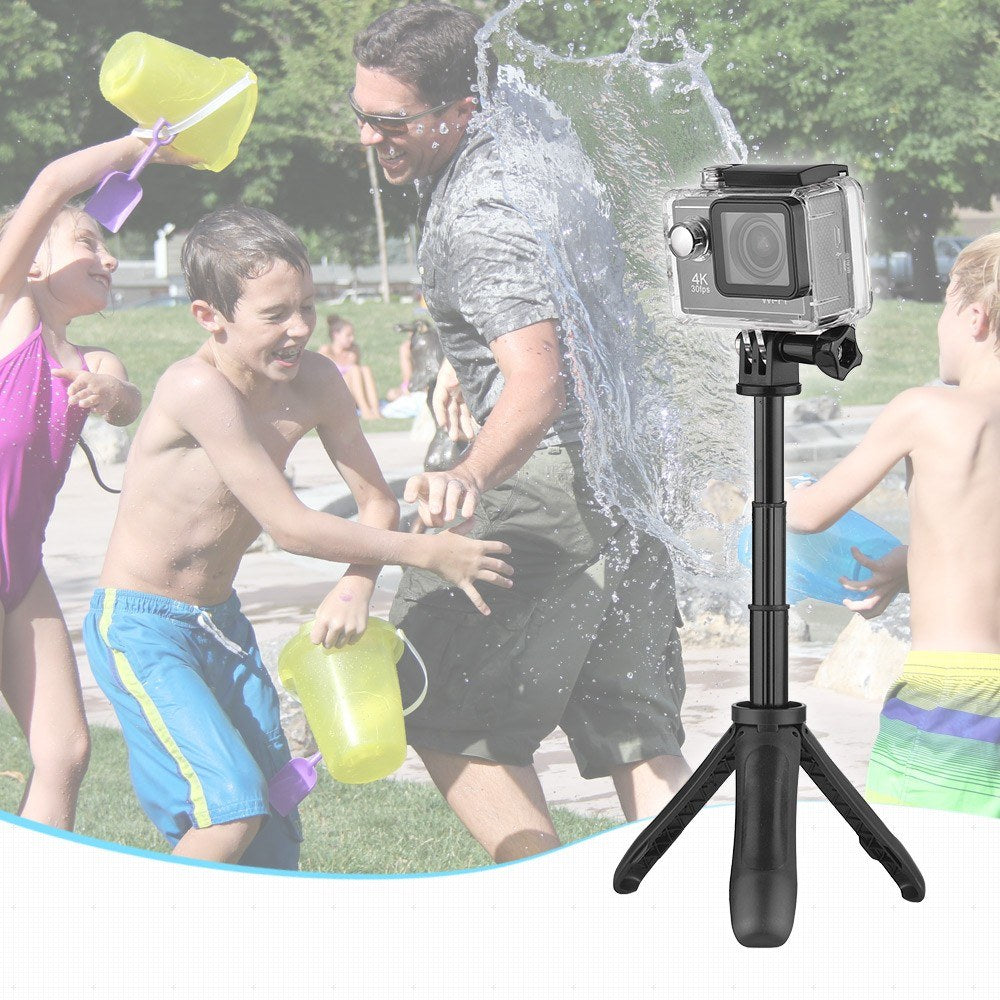 Uniqkart for GoPro Hero Sports Action Camera Tripod Stand Hand Grip Mini Extension Selfie Stick - Red