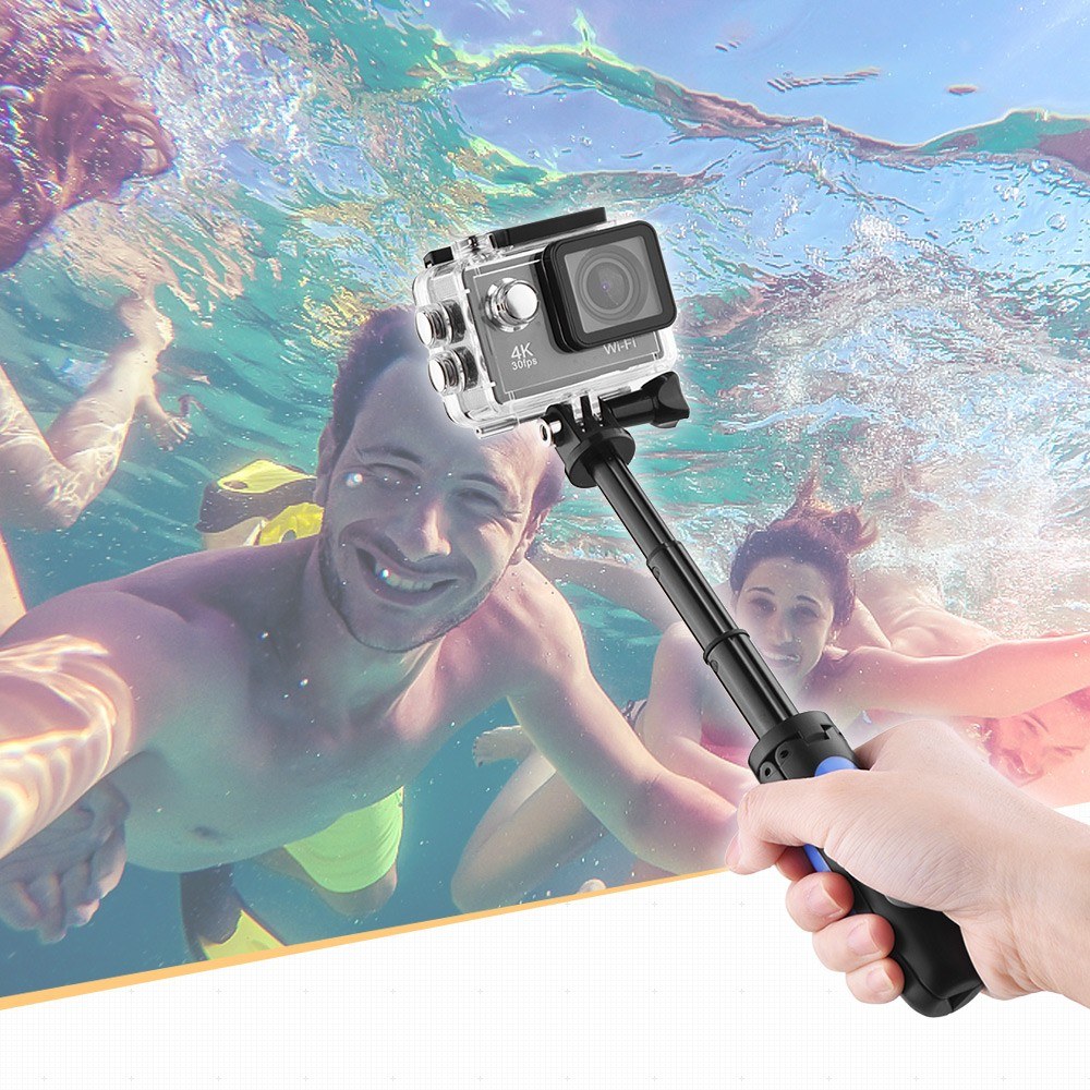 Uniqkart for GoPro Hero Sports Action Camera Tripod Stand Hand Grip Mini Extension Selfie Stick - Red