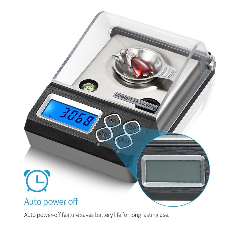 High Precision Digital Milligram Scale Electronic Balance Powder Scale Gold Jewelry Carat Scale - 50g/0.001g