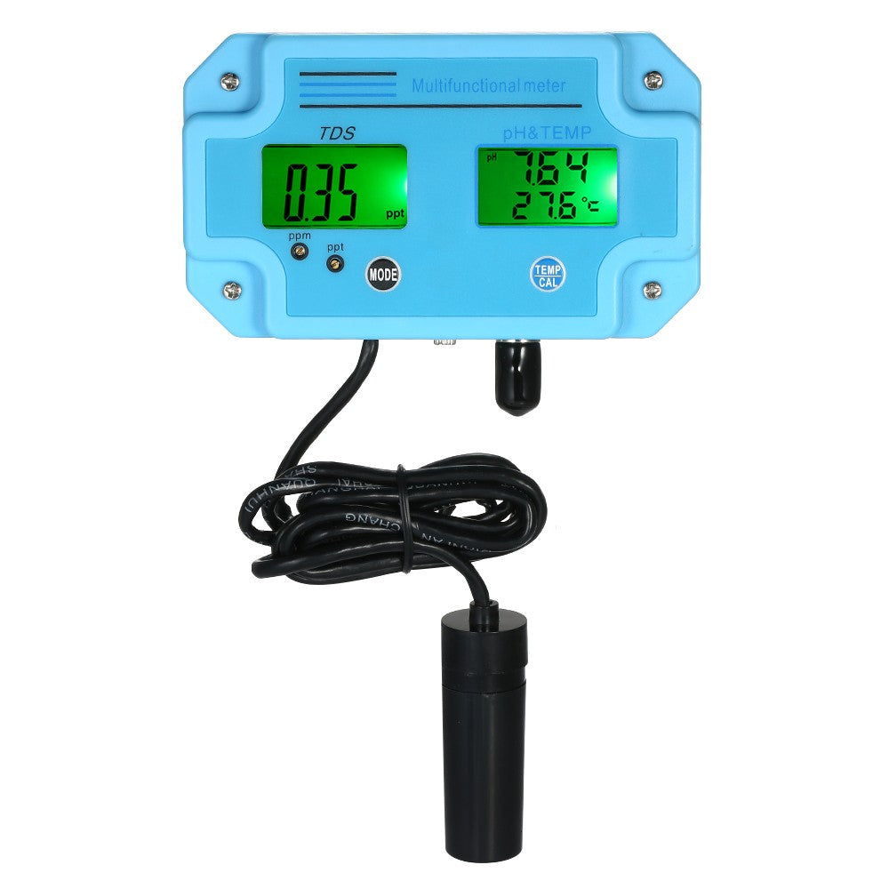 3-in-1 pH/TDS/TEMP Meter Water Detector Multi-function Water Quality Monitor Multiparameter Tester - EU Plug