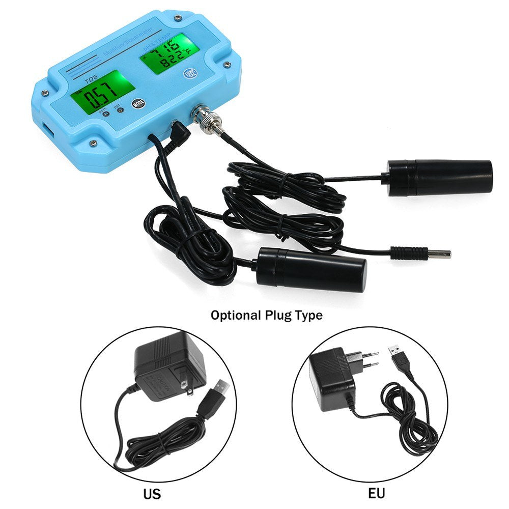 3-in-1 pH/TDS/TEMP Meter Water Detector Multi-function Water Quality Monitor Multiparameter Tester - EU Plug